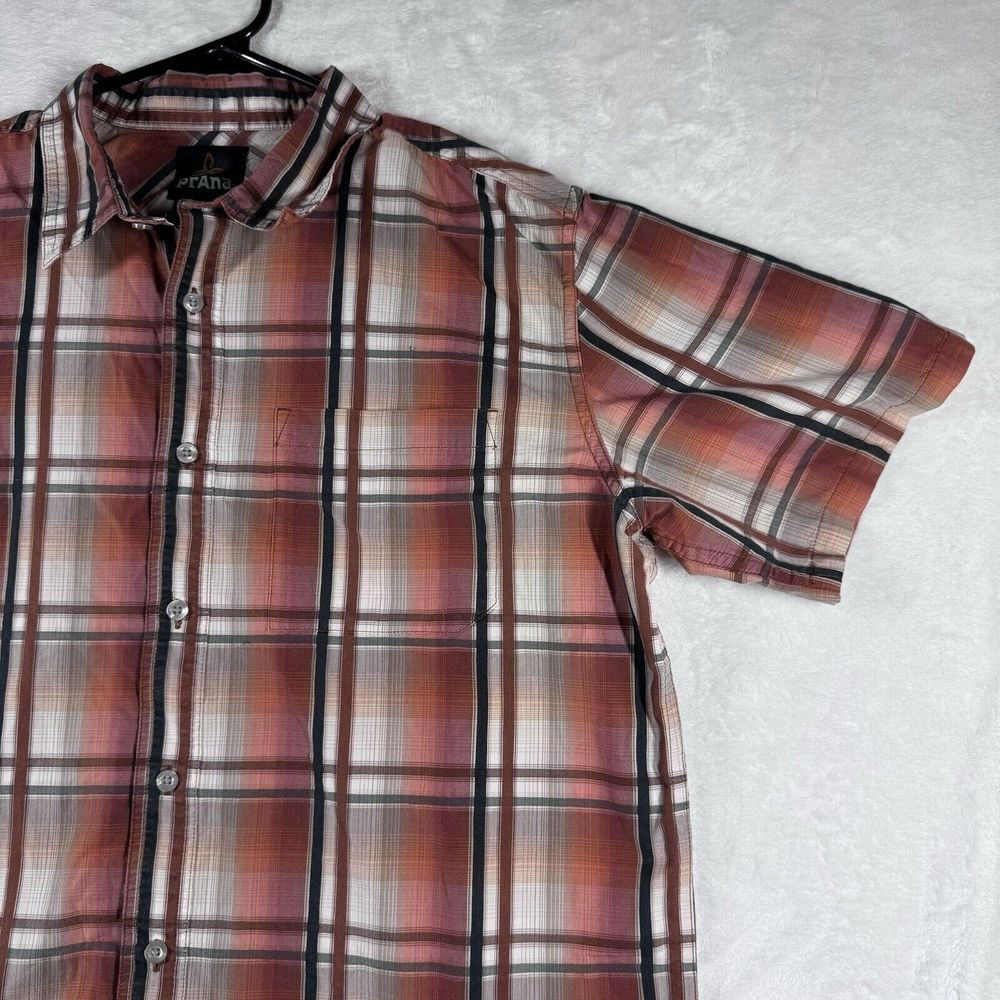 Prana Shirt Shirt Mens Large Plaid Short Sleeve‎ Button Up Casual Outdoor - Picture 2 of 13